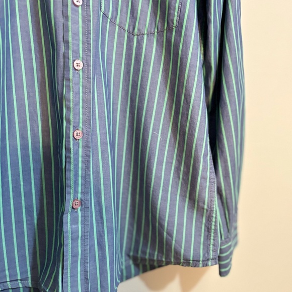 $15⚡️Vintage Pepe Jeans Purple Cotton Button Up Dress Shirt Green Stripes - Picture 7 of 15